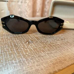 Dior Glossy Black Sunglasses with Gold Details